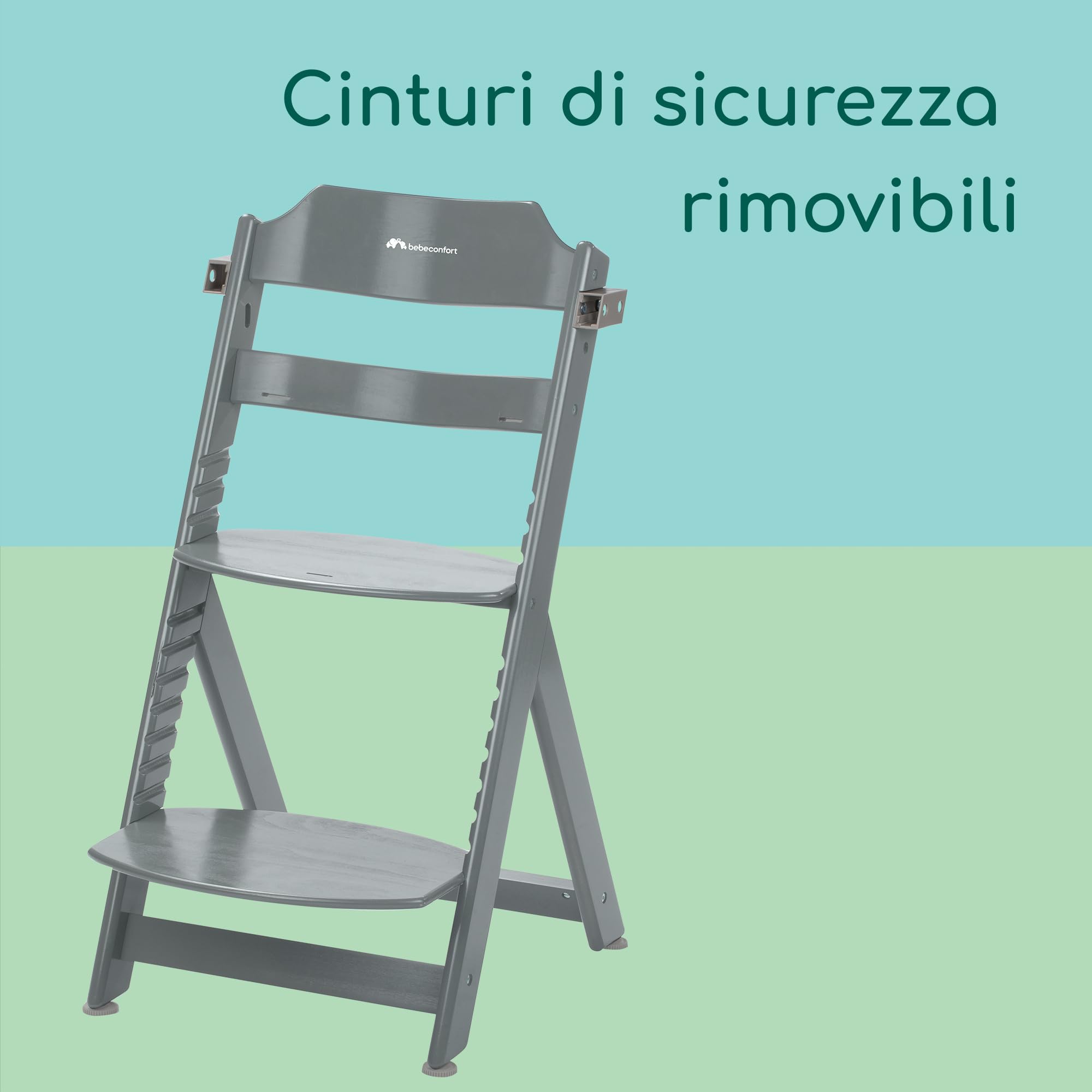 Bebé Confort Timba seggiolone in legno Warm Gray con cuscino