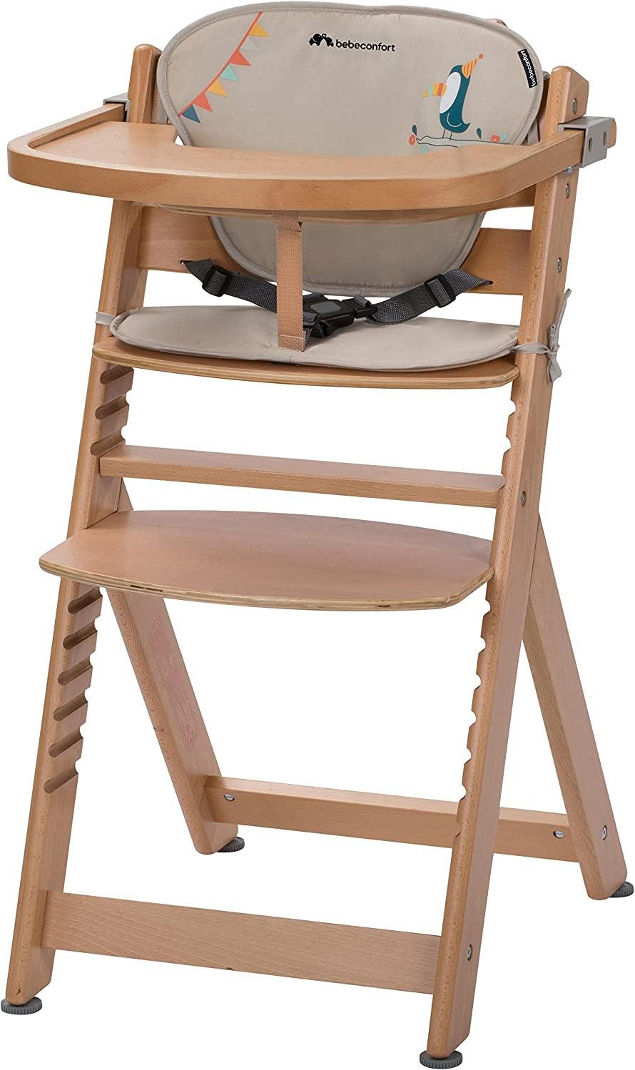 Bebé Confort Timba seggiolone legno Naturale Happy Day cuscino