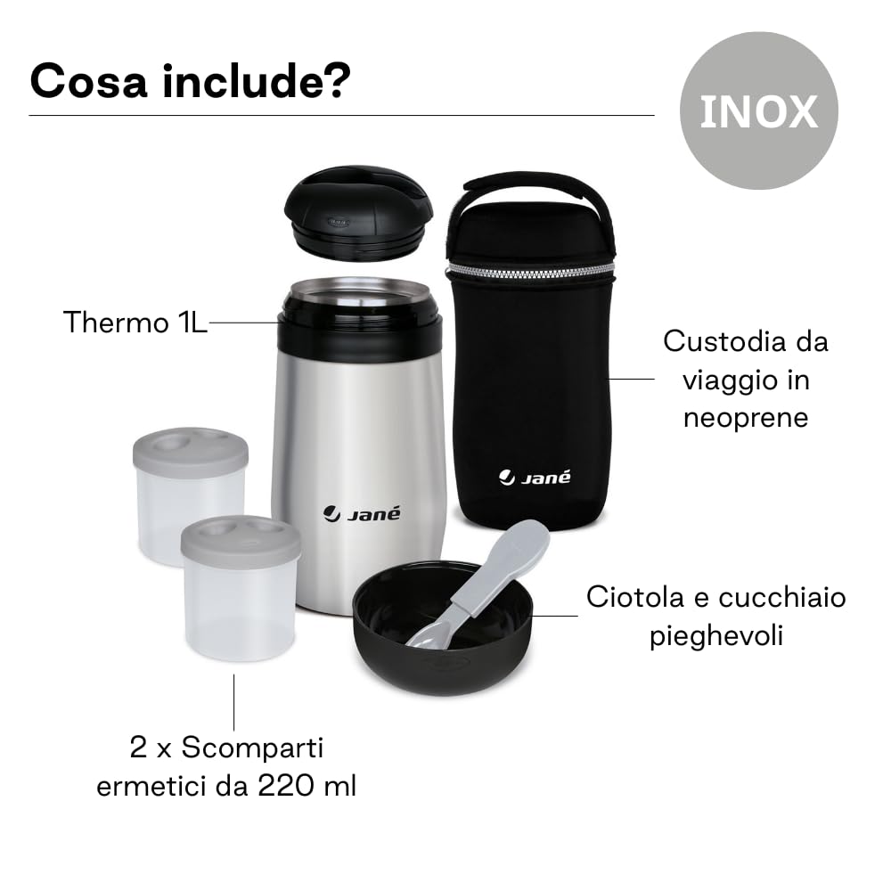Jané Thermos Pappa 1 L Portapappa Termico Grigio 8 Ore