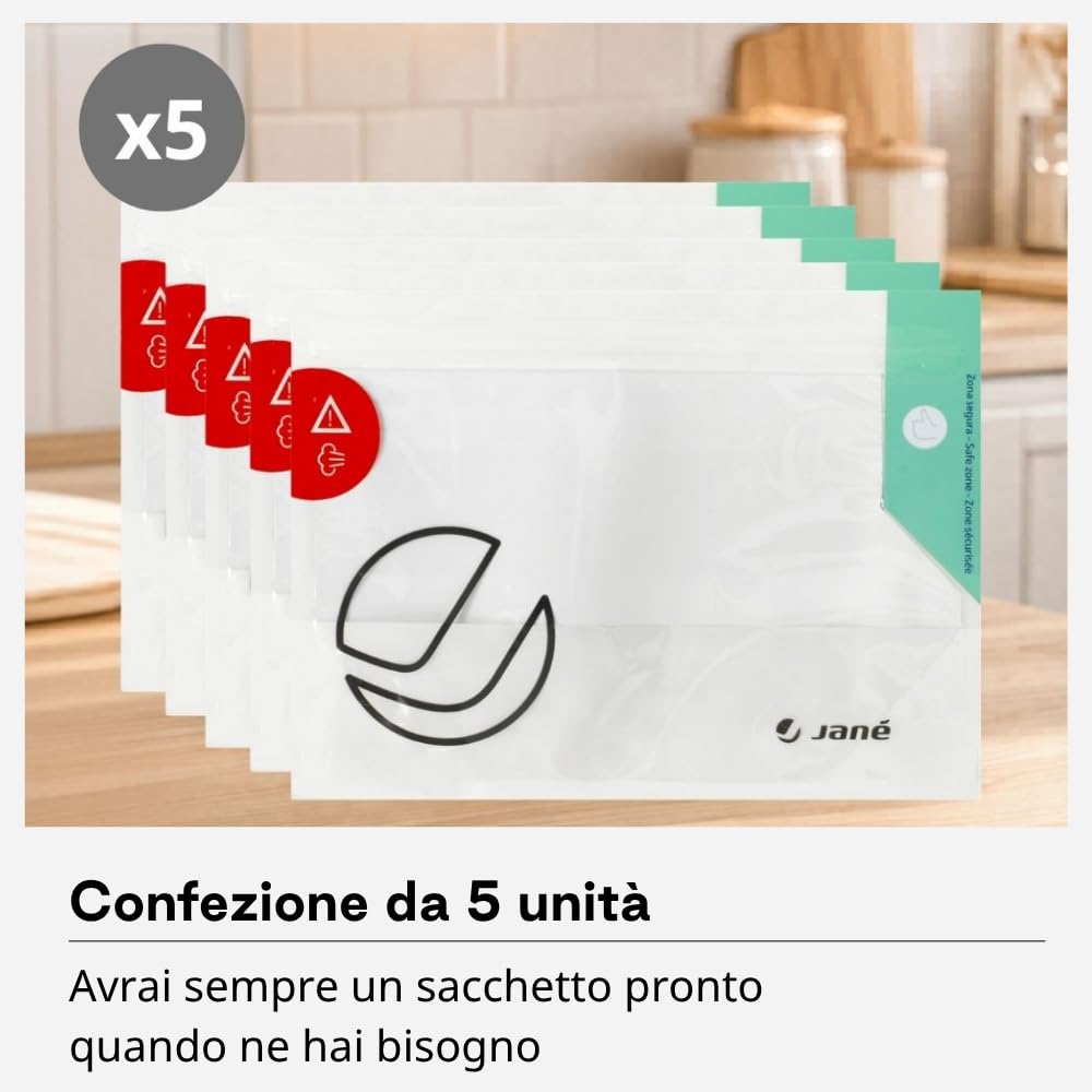 Jane Sacchetti Sterilizzazione Microonde Set 5 Pezzi Riutilizzabili