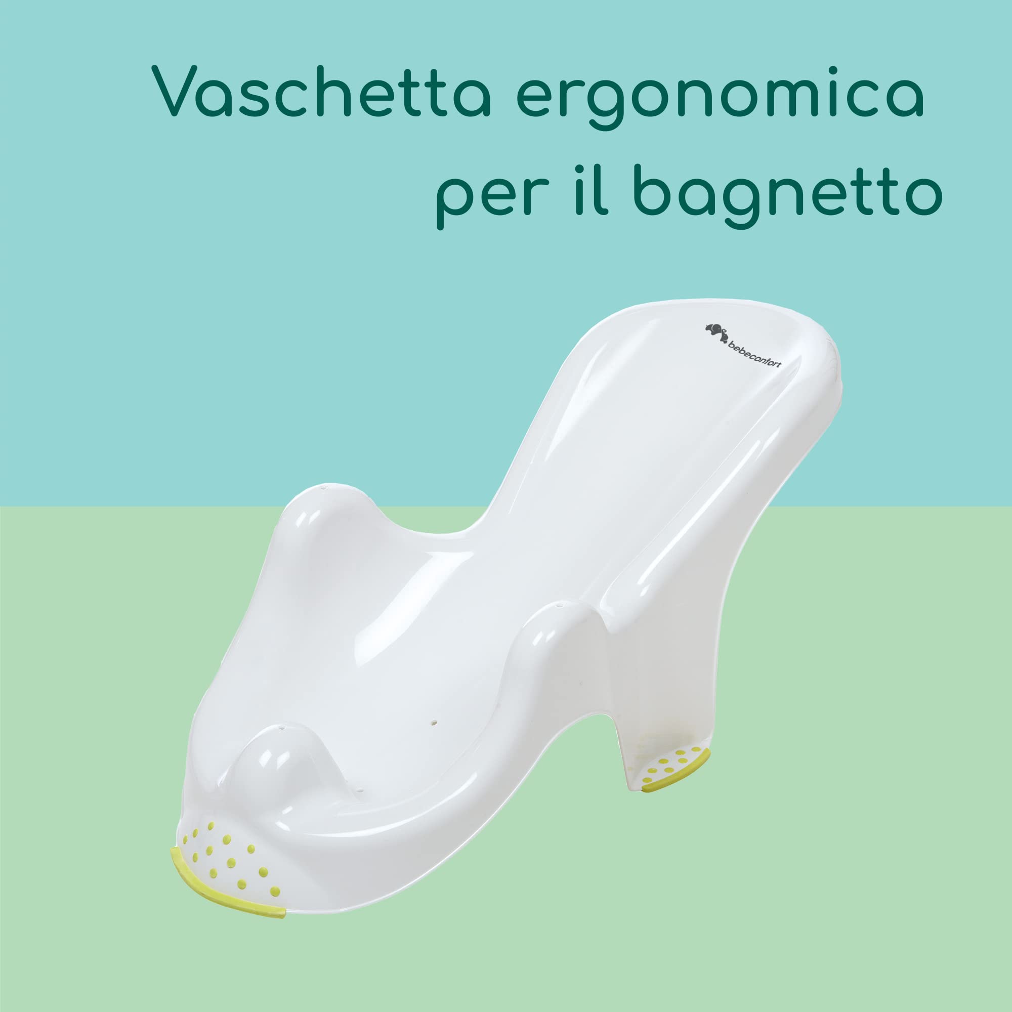 Bebé Confort Sdraietta Bagnetto Ergonomica Bianco Lime 0-6 mesi antiscivolo