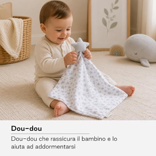 Jané Dou-Dou Star doudou neonato grigio bambù