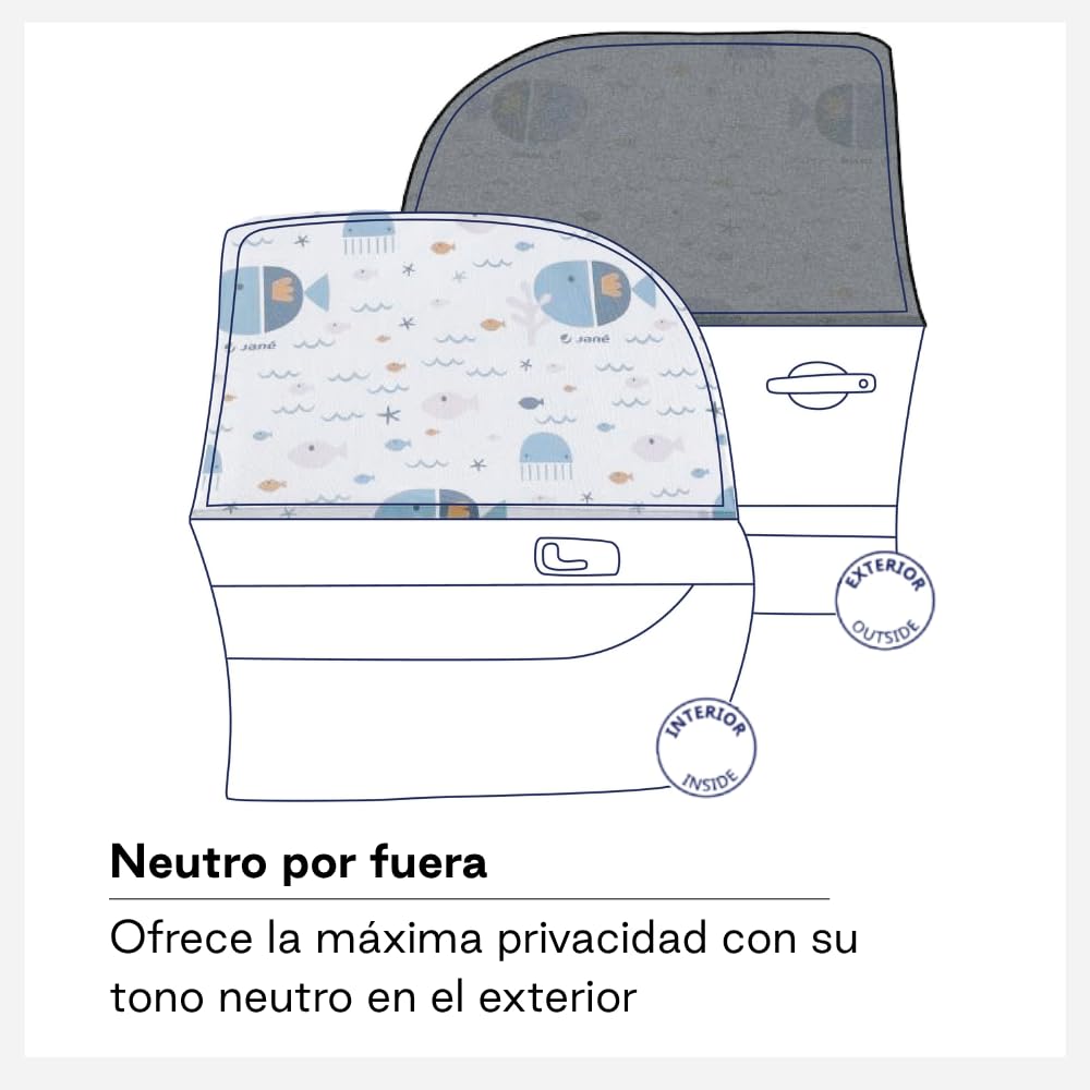 Jané Parasole Auto Finestrino L Blu Set 2 Pezzi UV30+