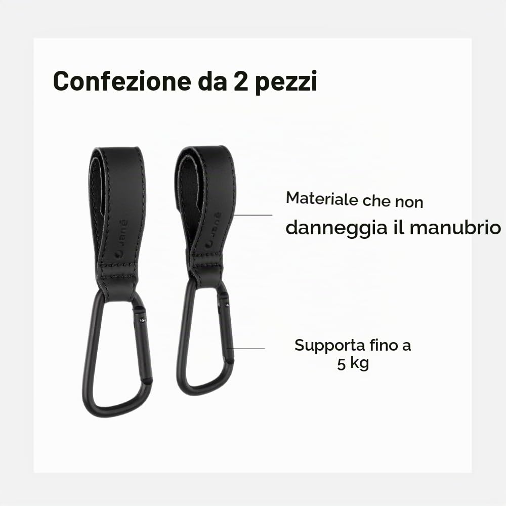 Jané Ganci Universali Passeggino Nero Set 2 Pezzi 5 kg