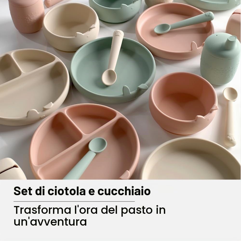 Jané Set Ciotola e Cucchiaio Silicone Pale con Ventosa
