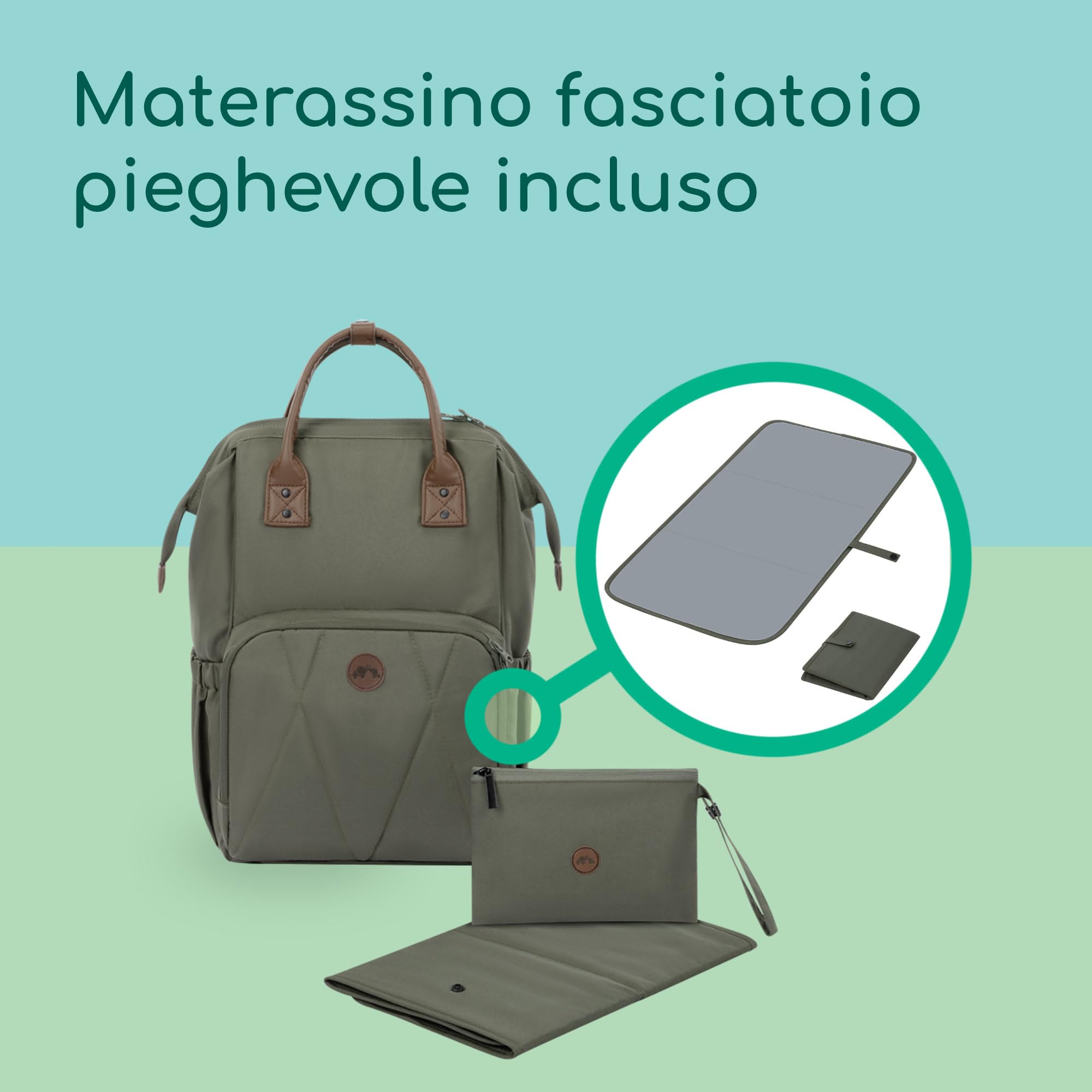Bebé Confort Zaino Fasciatoio Neonato Verde con Materassino