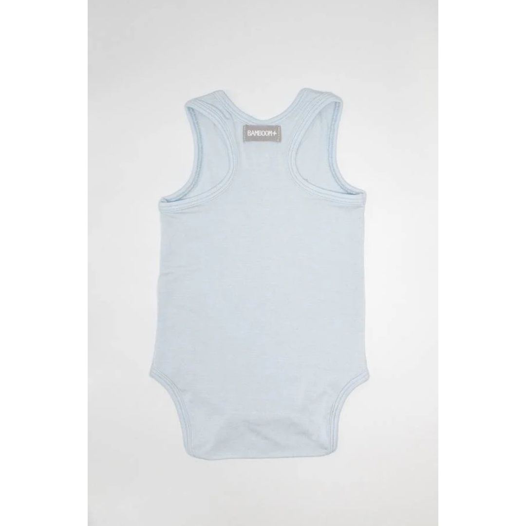 Bamboom body canottiera neonato azzurro fibra bambù estate