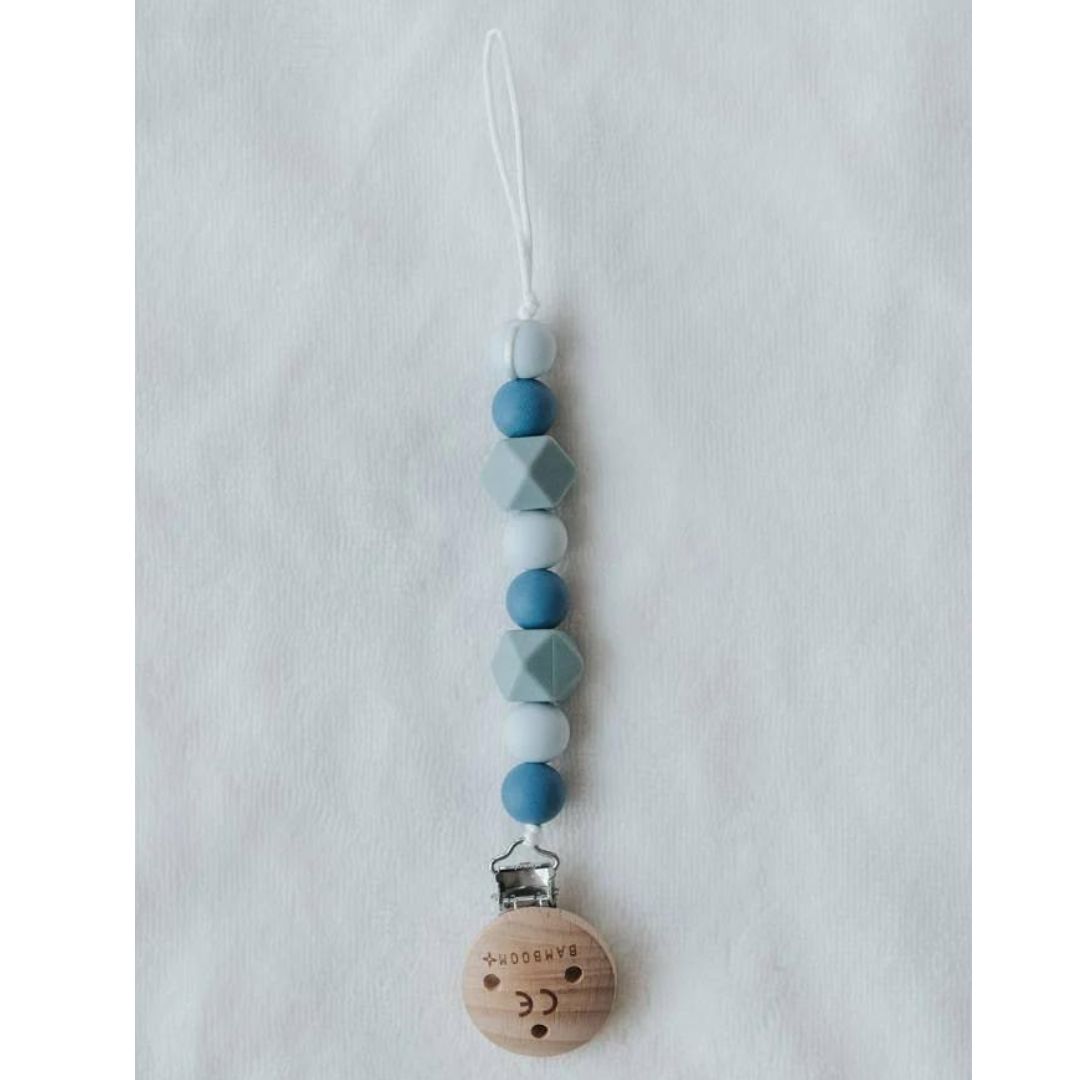 Bamboom catenella porta ciuccio silicone clip legno neutro