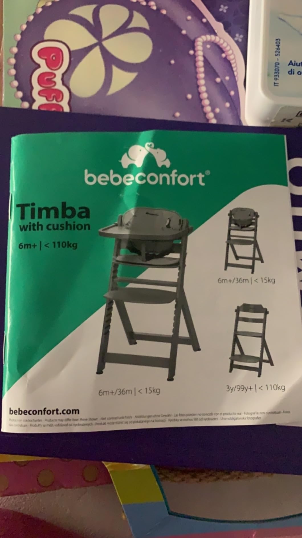 Bebé Confort Timba seggiolone in legno Warm Gray con cuscino