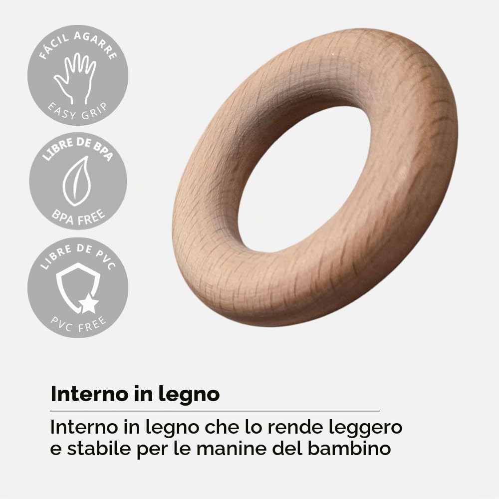Jané Teether Massaggiagengive Silicone Legno Verde Mint senza BPA