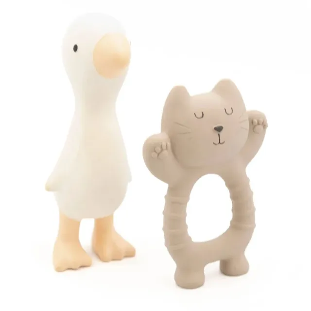 Pollicino Bamboom Gatto e Papera massaggiagengive gomma naturale 2 pezzi