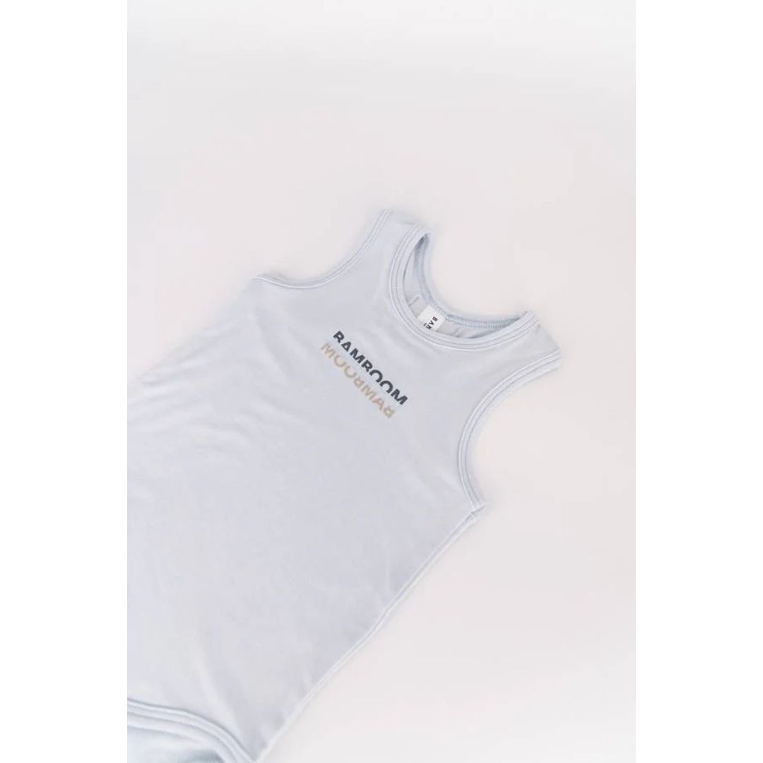 Bamboom body canottiera neonato azzurro fibra bambù estate