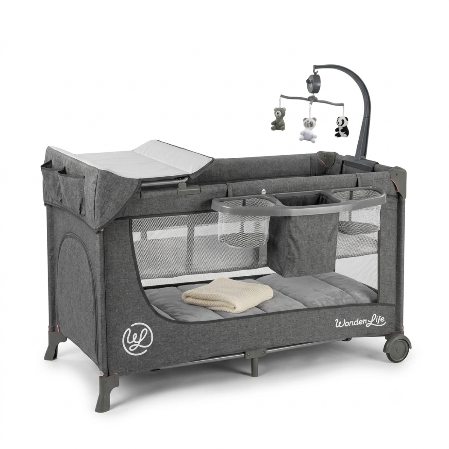 Wonderlife Village 2 lettino campeggio 3 in 1 grigio