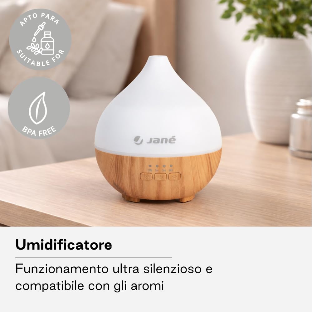 Jané Drop Umidificatore 140 ml Legno 7 Colori LED