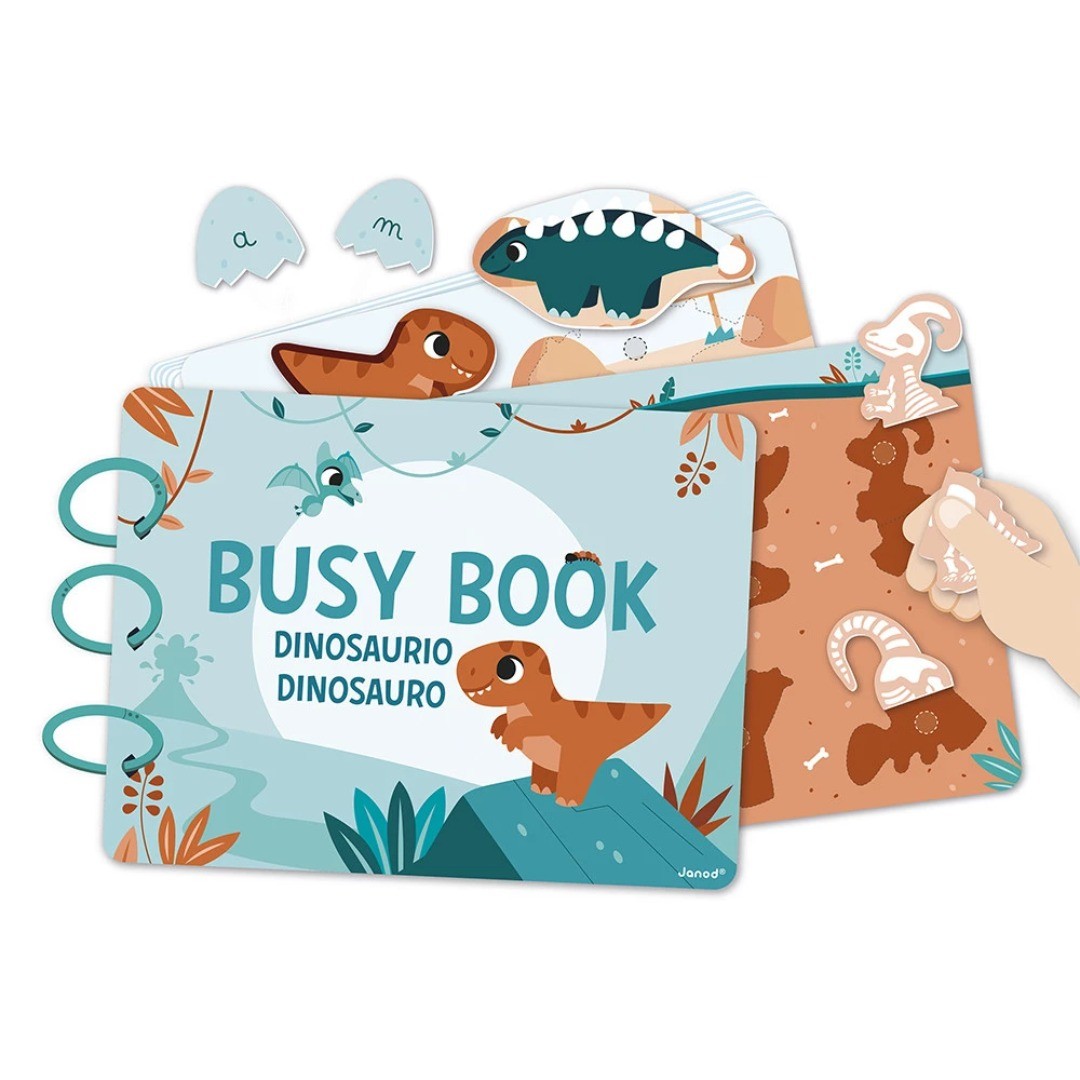 Janod Busy Book Dinosauri libro attività 149 pezzi