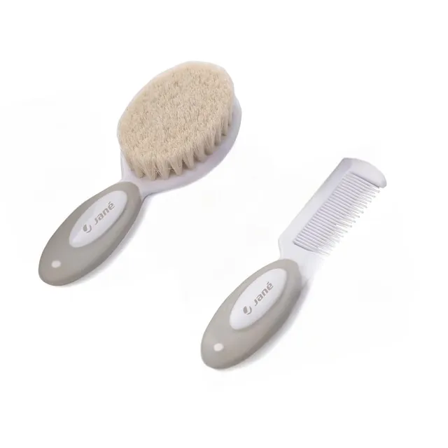 Jané set spazzola pettine neonato Beige setole naturali