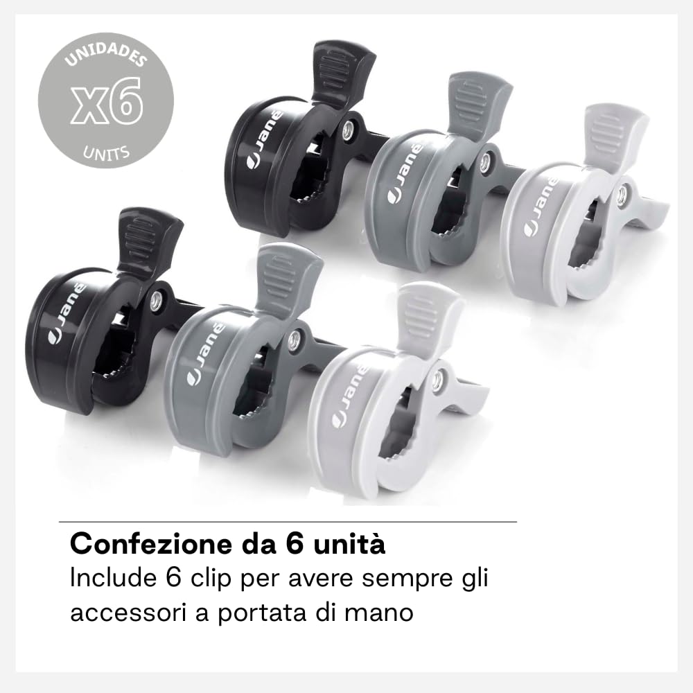 Jané Clip pinze passeggino set 6 pezzi 5,5 cm