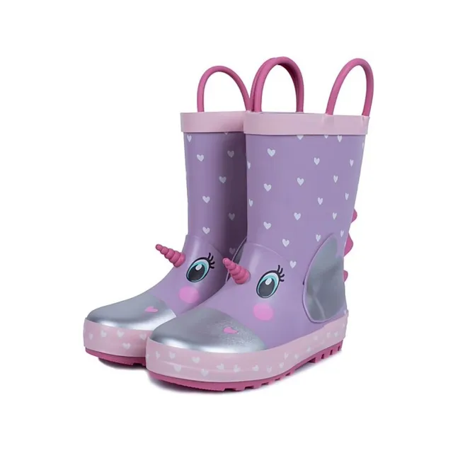 Mr Tiggle Unicorno Cuori stivali pioggia bimbo lilla impermeabili