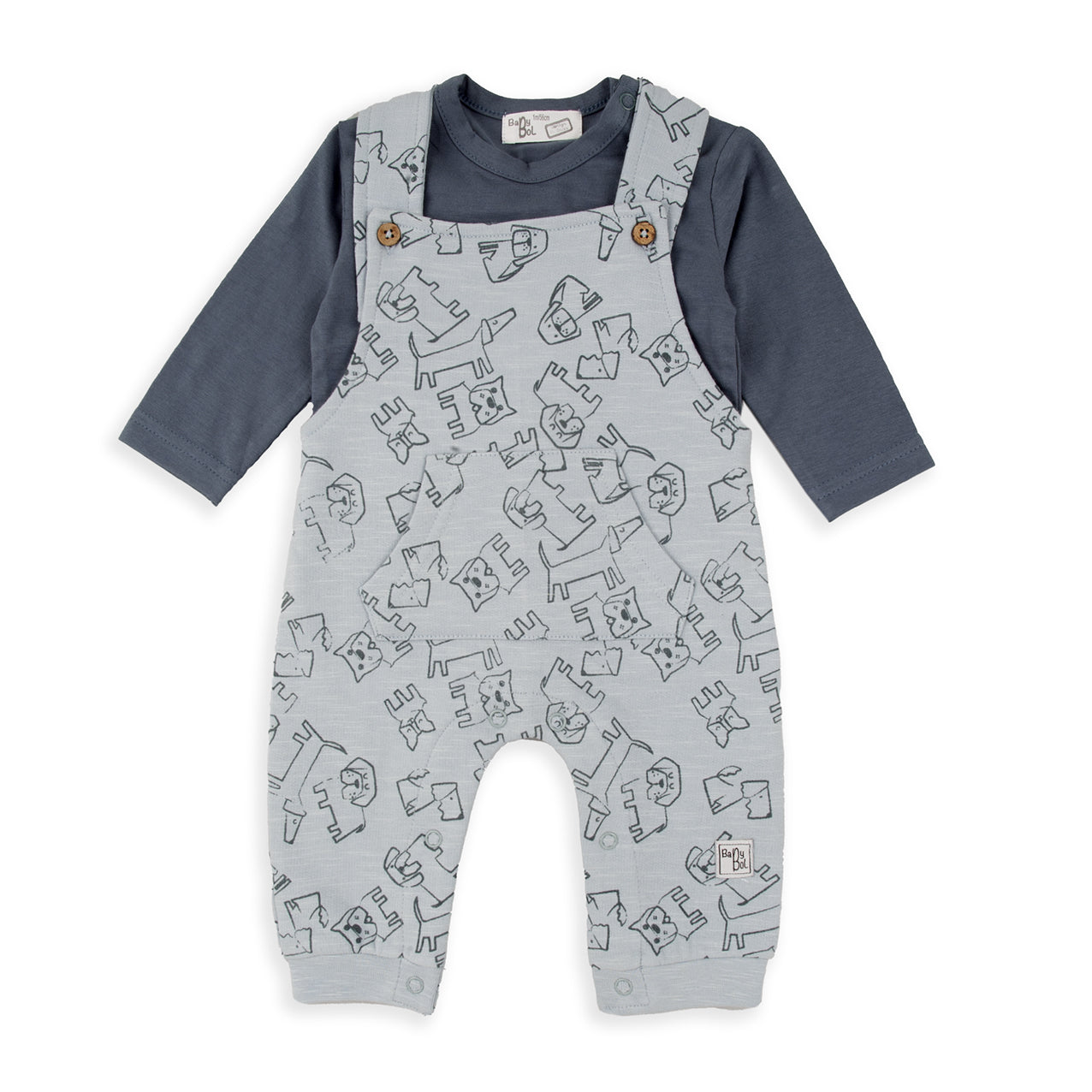 Wonderlife Doggies 250838 completo 2 pezzi salopette cotone