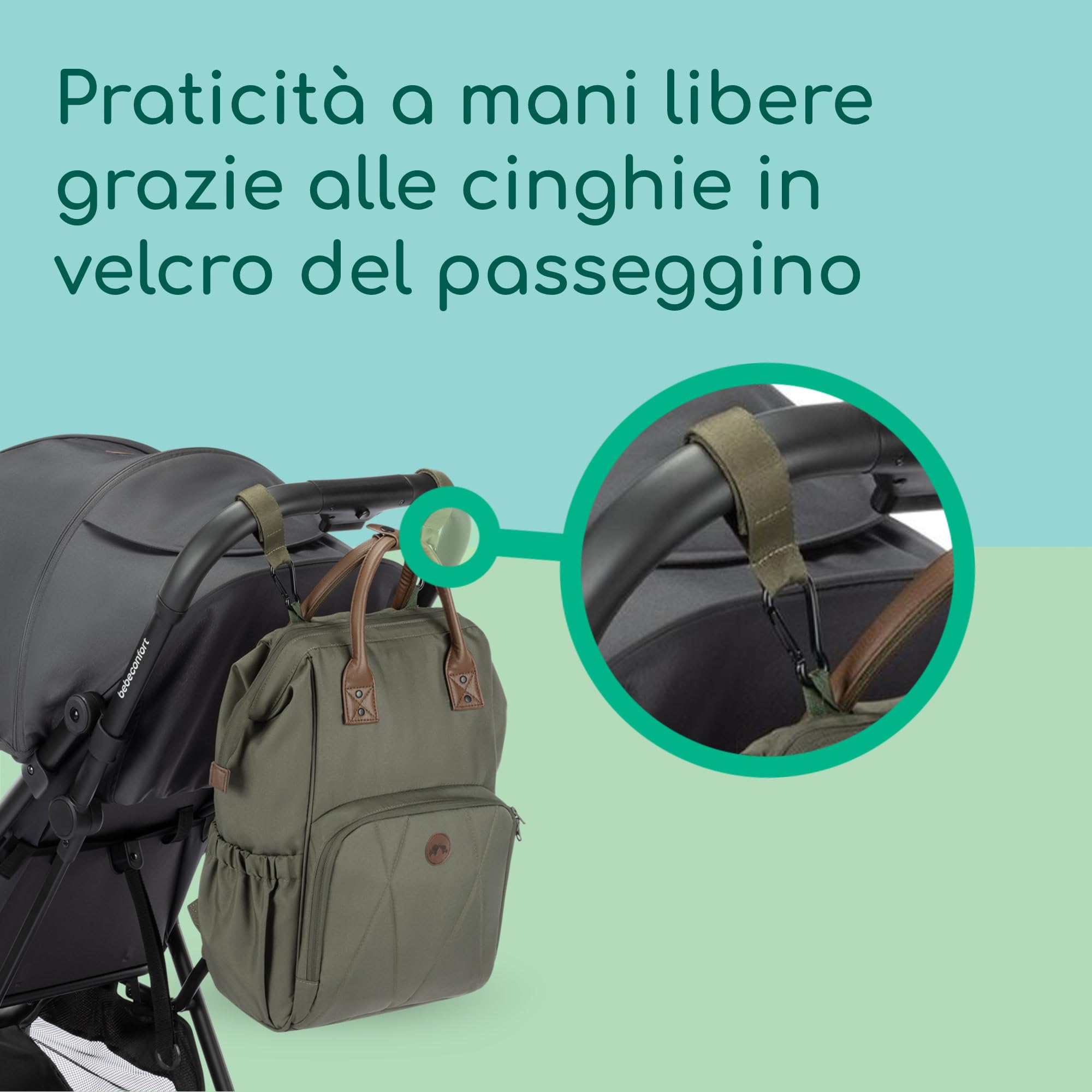 Bebé Confort Zaino Fasciatoio Neonato Verde con Materassino