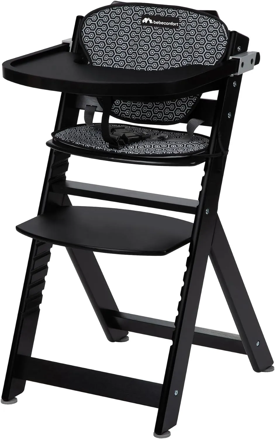 Bebé Confort Timba + Cuscino seggiolone legno Nero Geometrico