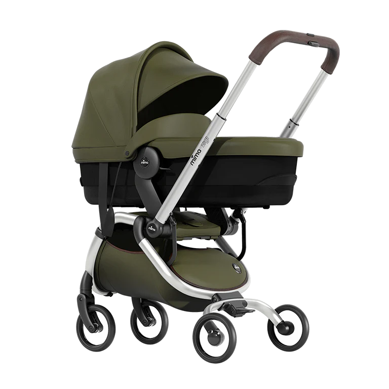 mima zigi duo passeggino con navicella verde oliva