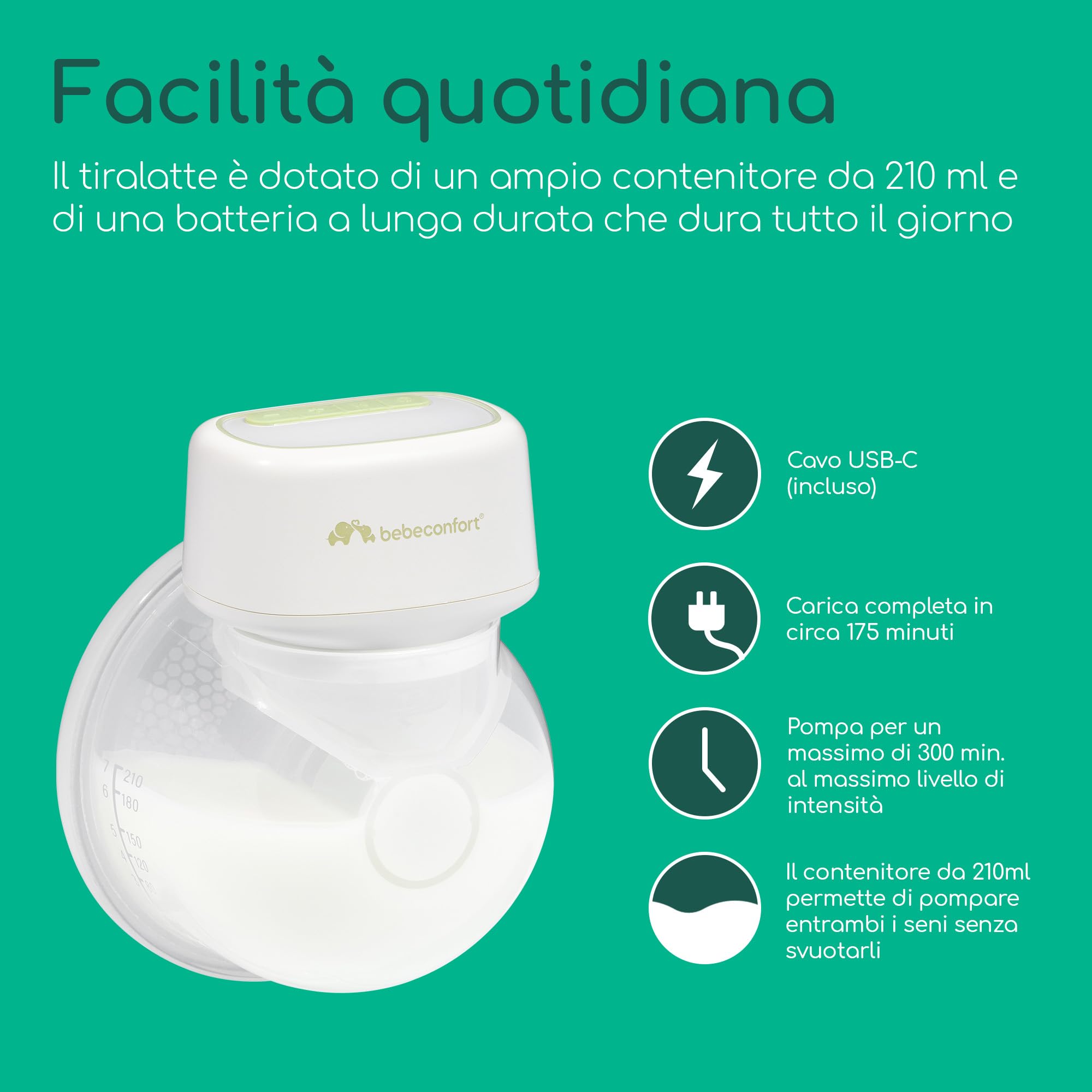Bebé Confort Discreet Tiralatte Elettrico Indossabile 210 ml