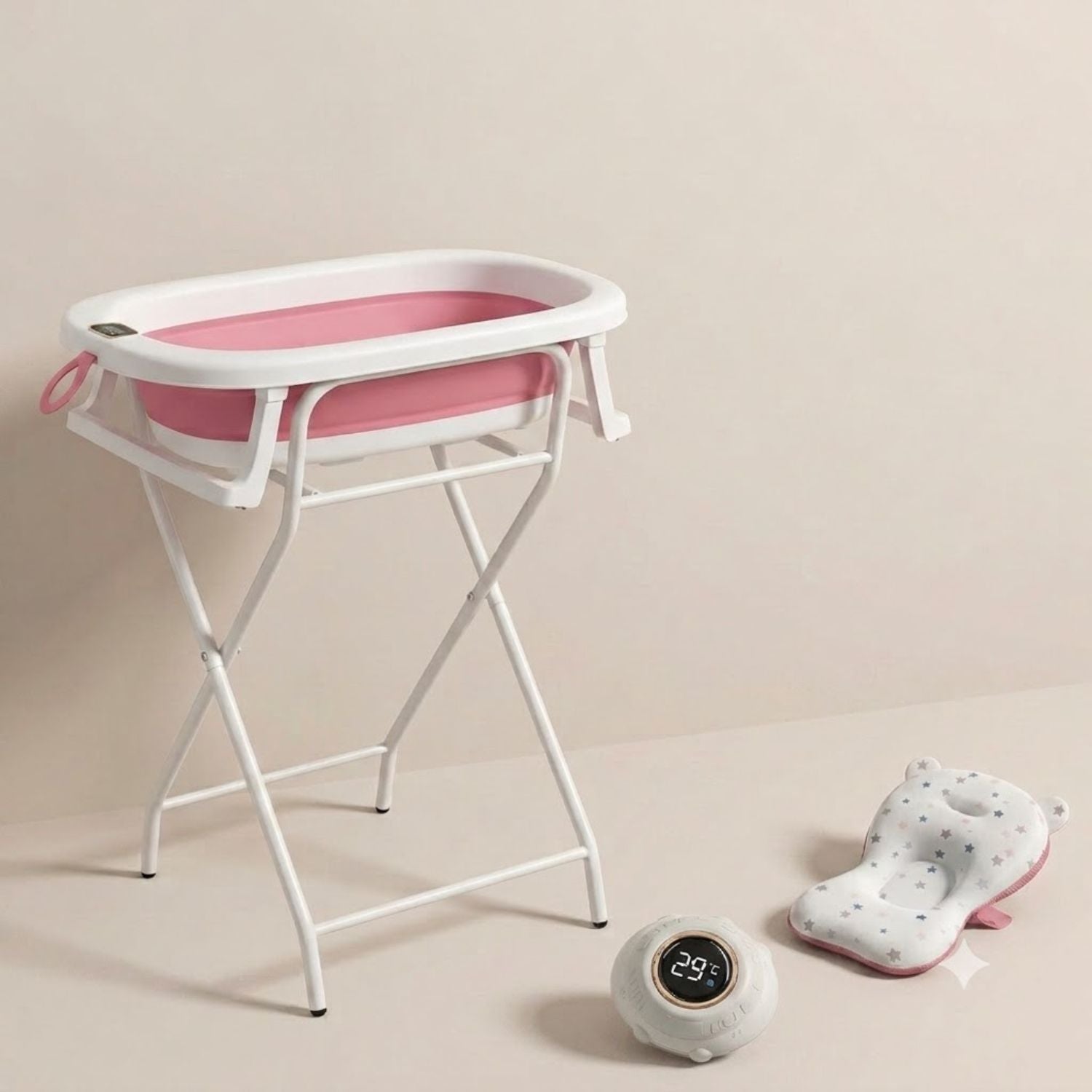 Wonderlife Vaschetta Pieghevole 3 in 1 bagnetto grigia con supporto