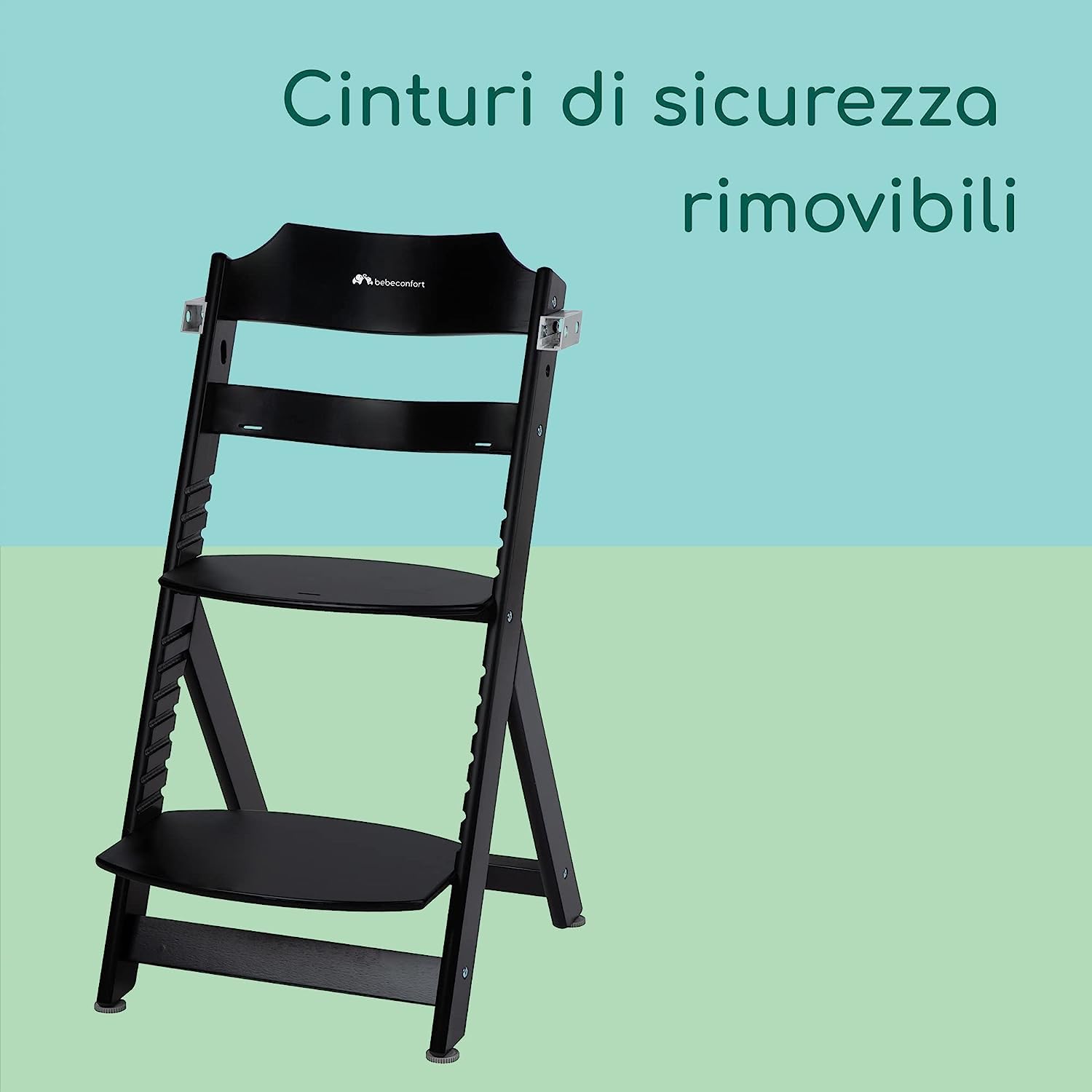 Bebé Confort Timba + Cuscino seggiolone legno Nero Geometrico