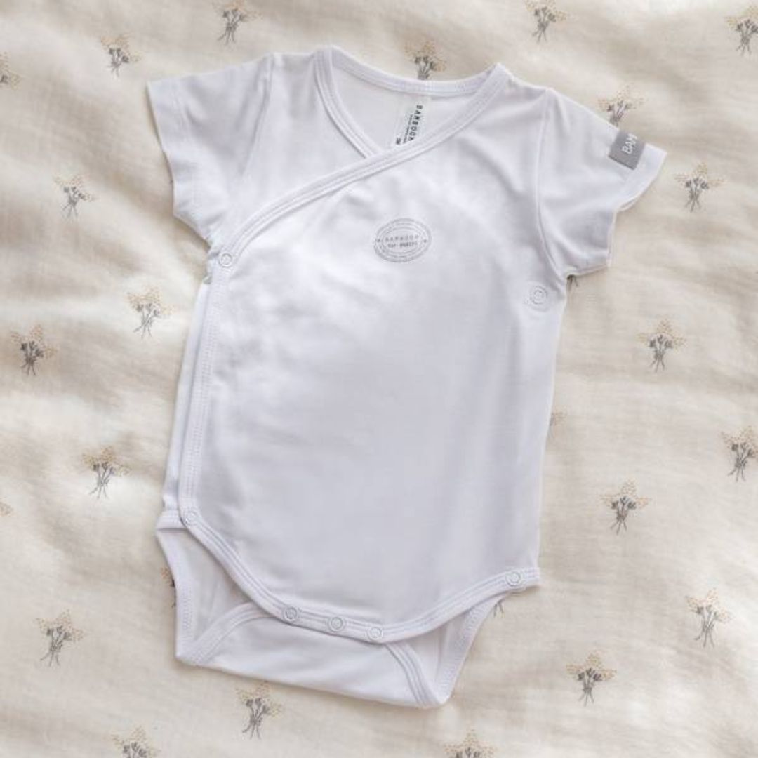 Bamboom body maniche corte bianco neonato bambù