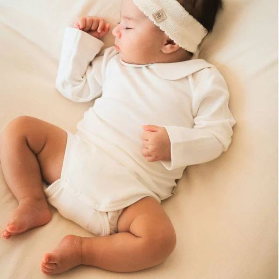Bamboom Collo Tondo 111 body bimba maniche lunghe off-white bambù