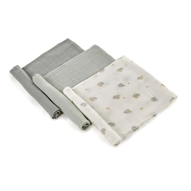 Jané Set 3 Mussole 80x80 Cotone Bambù Botanic