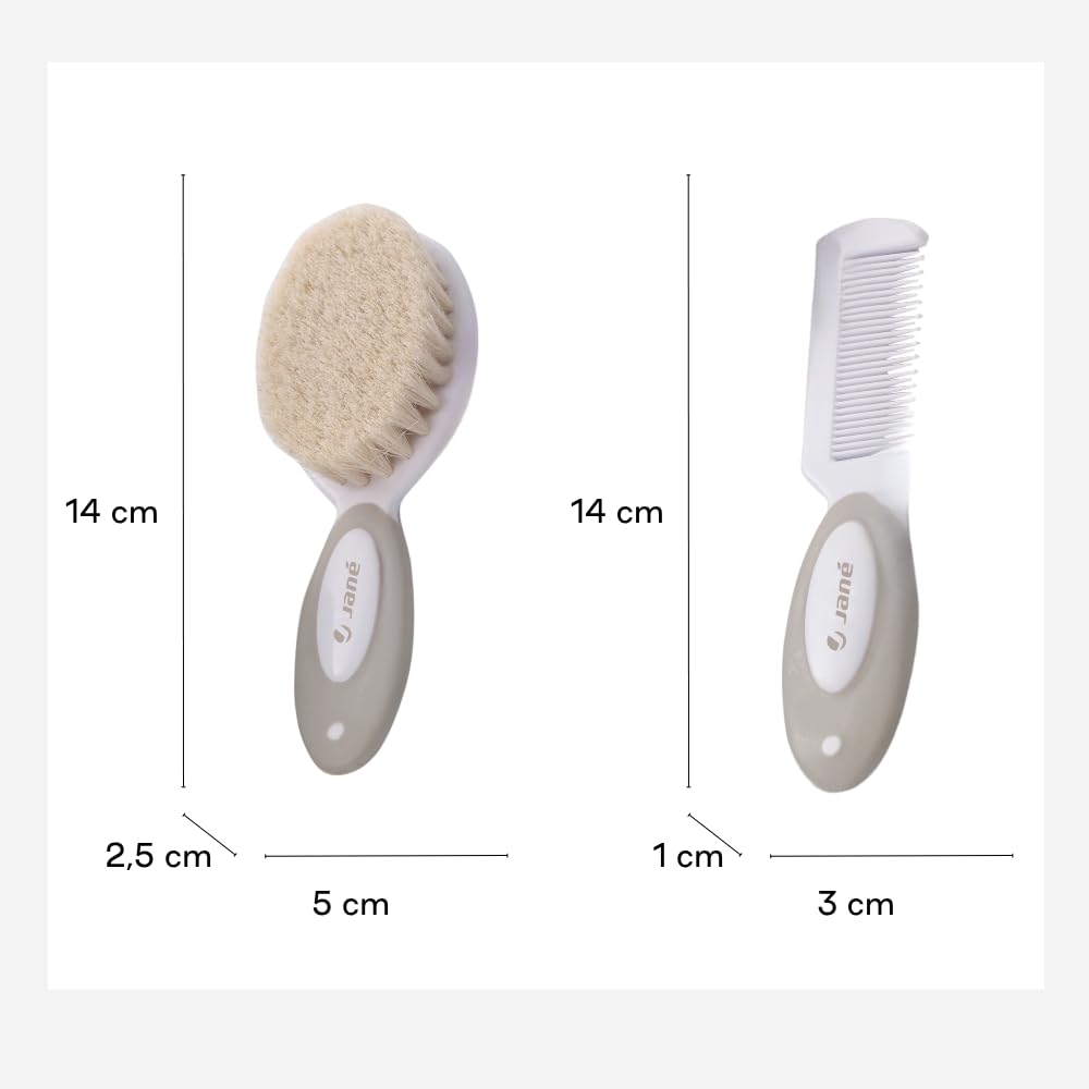 Jané set spazzola pettine neonato Beige setole naturali