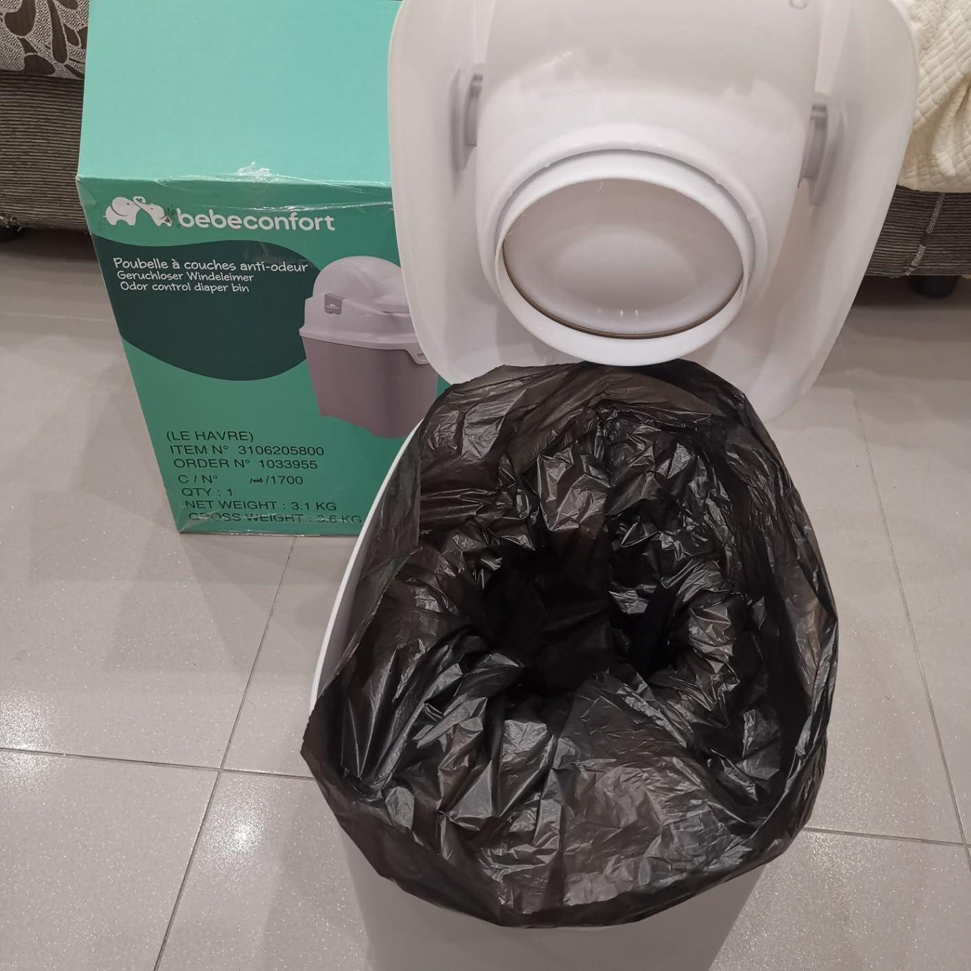 Bebé Confort Mangiapannolini Large Cestino 30 pannolini antiodore