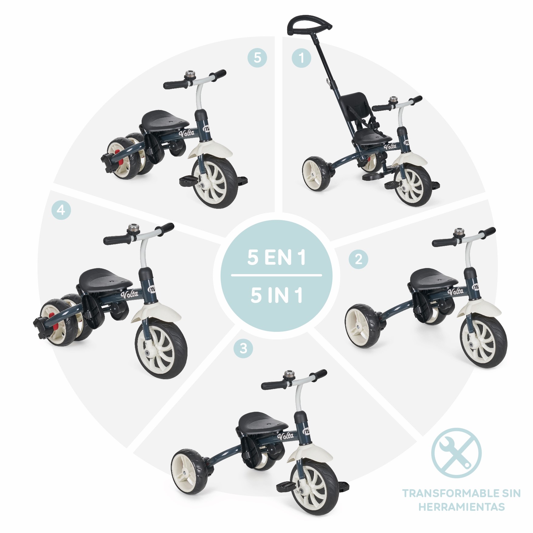 Innovaciones MS Volta triciclo evolutivo 5 in 1 senza attrezzi
