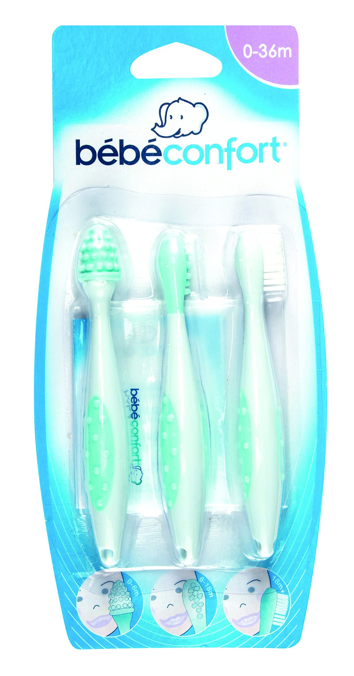Bébé Confort Spazzolino Primi Dentini 3 pz con custodia