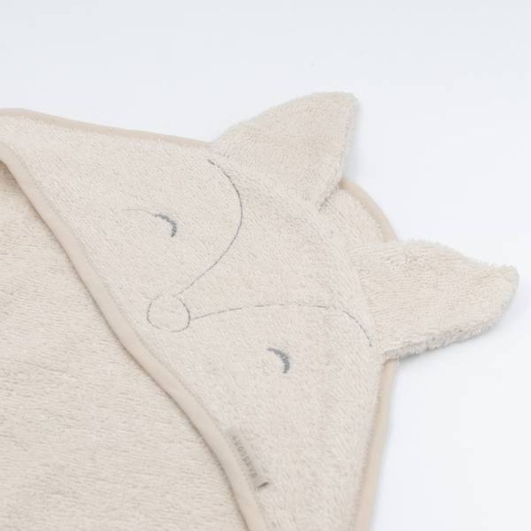 Bamboom Asciugamano con Cappuccio Fox Almond 75x75 con Guanto