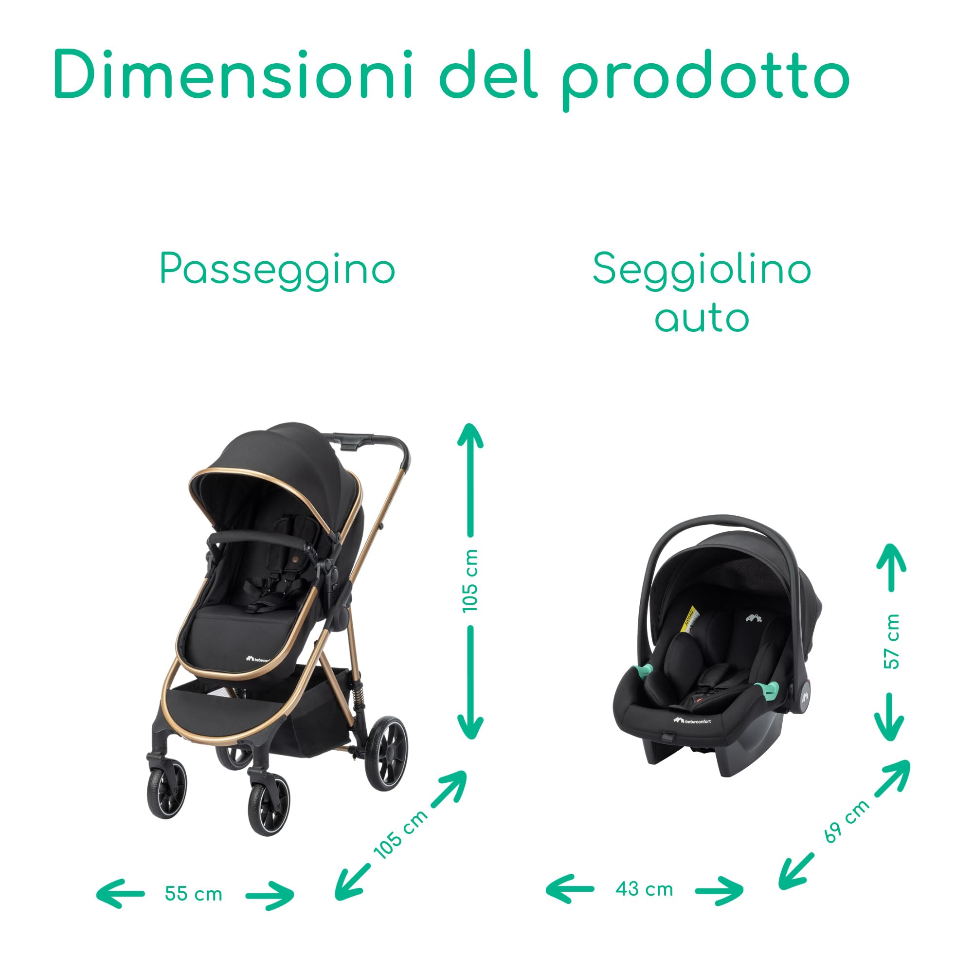 Bebé Confort Zaria Trio passeggino 3 in 1 nero oro i-Size