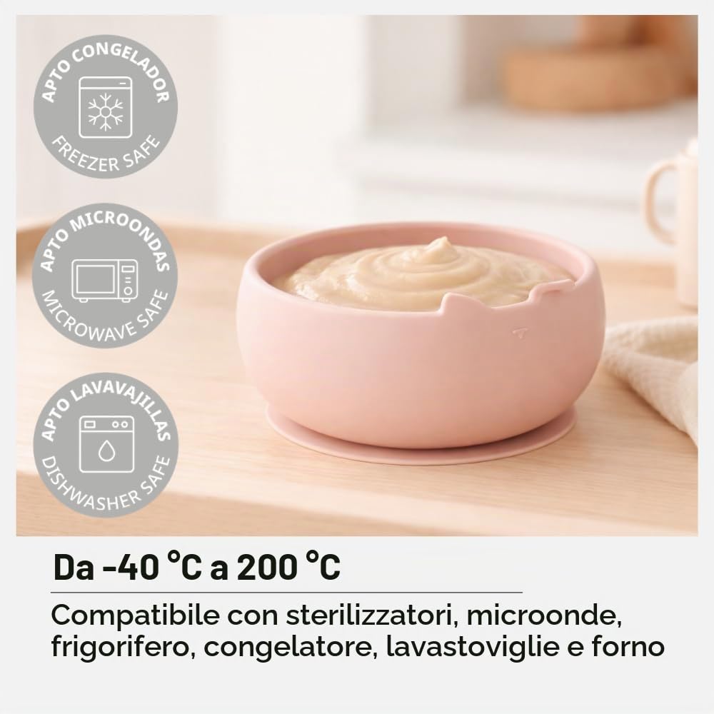 Jané Set Ciotola e Cucchiaio Silicone Pale con Ventosa
