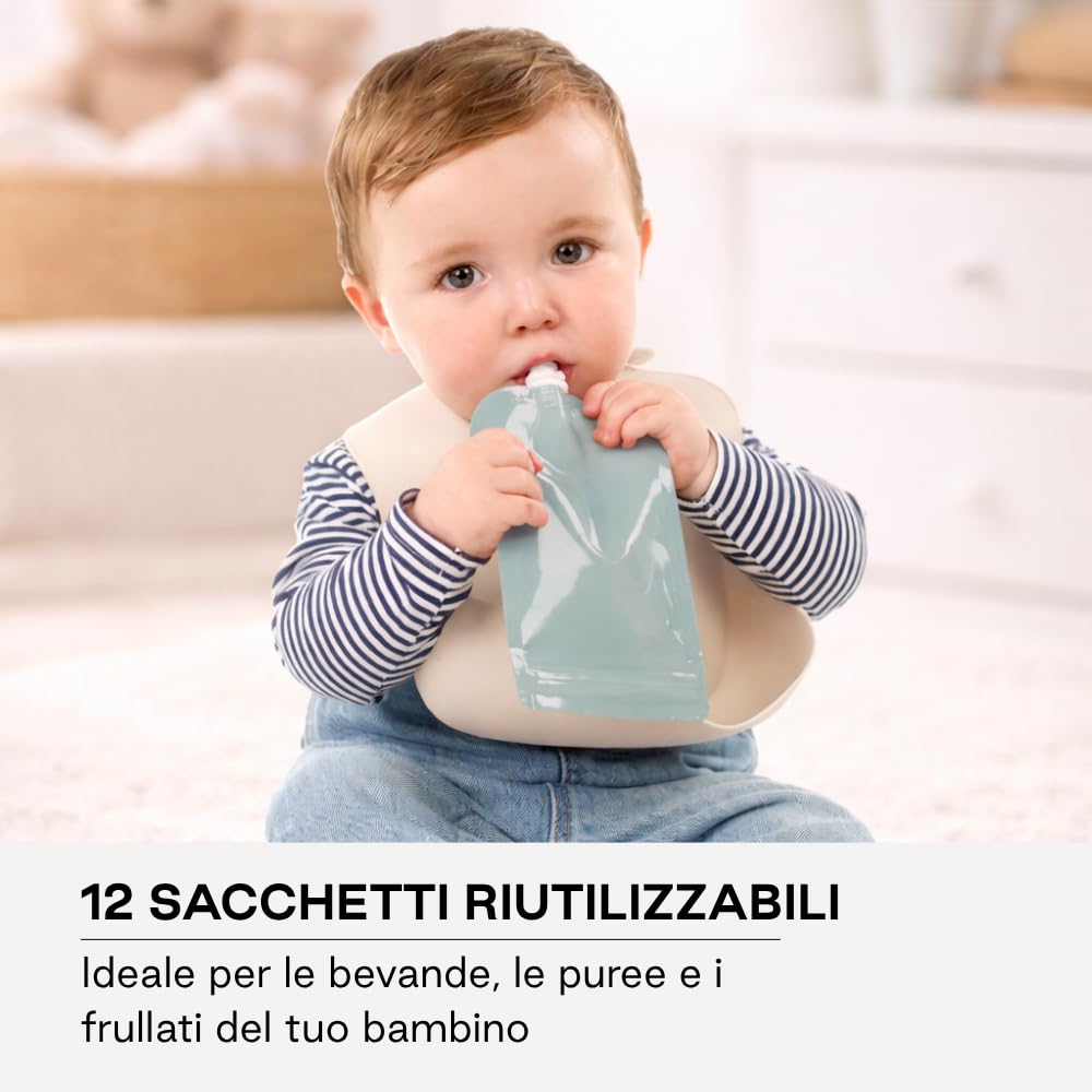 Jane sacchetti pappa riutilizzabili 200 ml 12 pezzi senza BPA