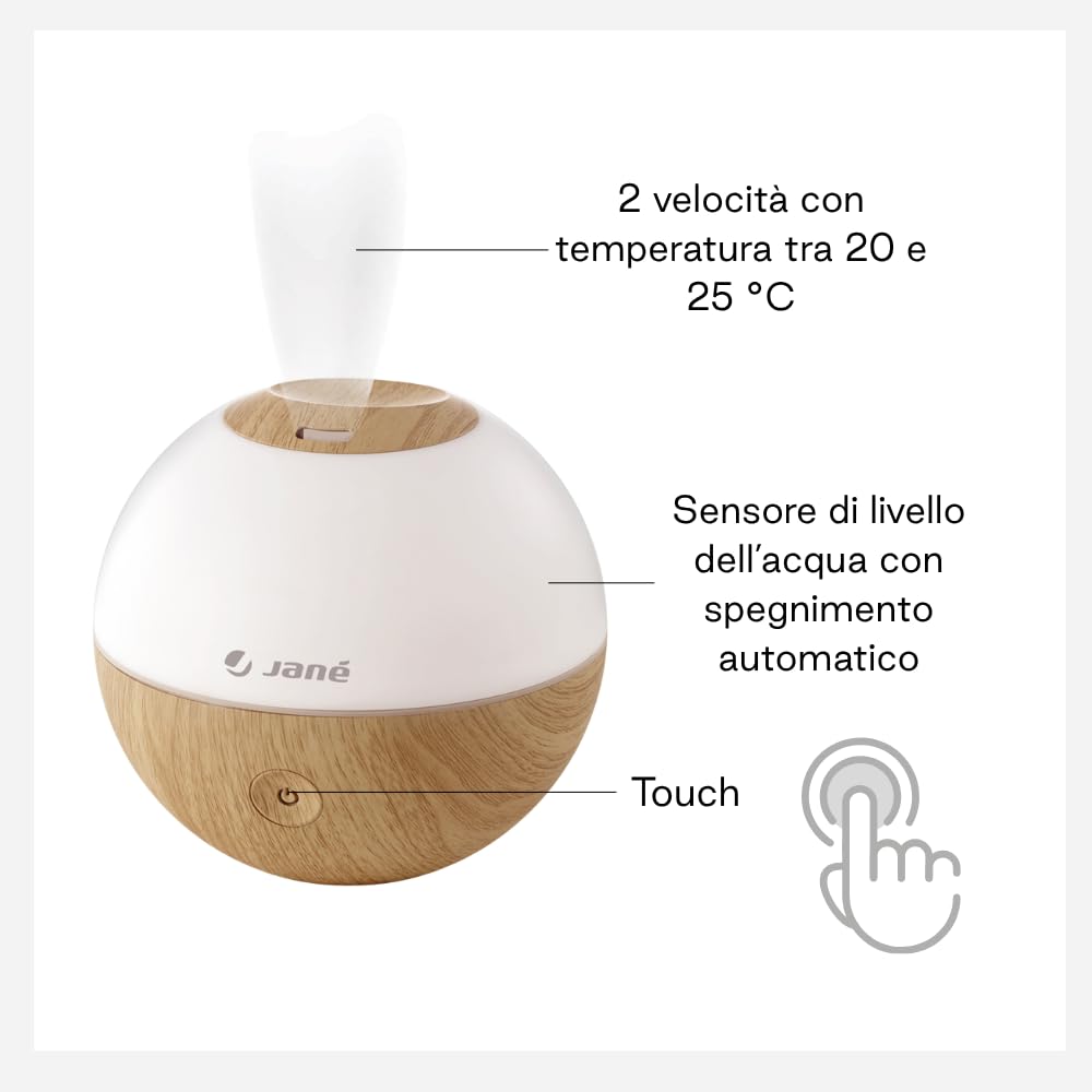 Jané Umidificatore Ultrasuoni Vapore Freddo Legno 360°