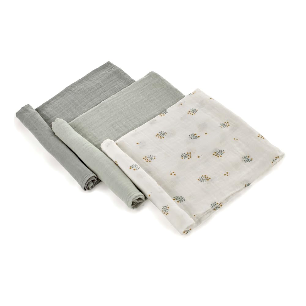 Jané Set 3 Mussole 80x80 Cotone Bambù Botanic