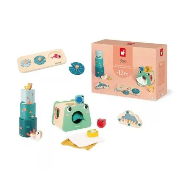 Janod Box 12 Mesi Set Giocattoli in Legno Sensoriale