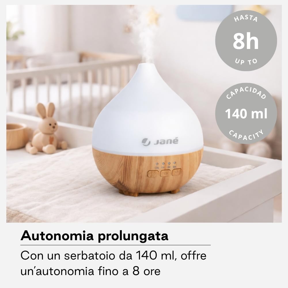 Jané Drop Umidificatore 140 ml Legno 7 Colori LED