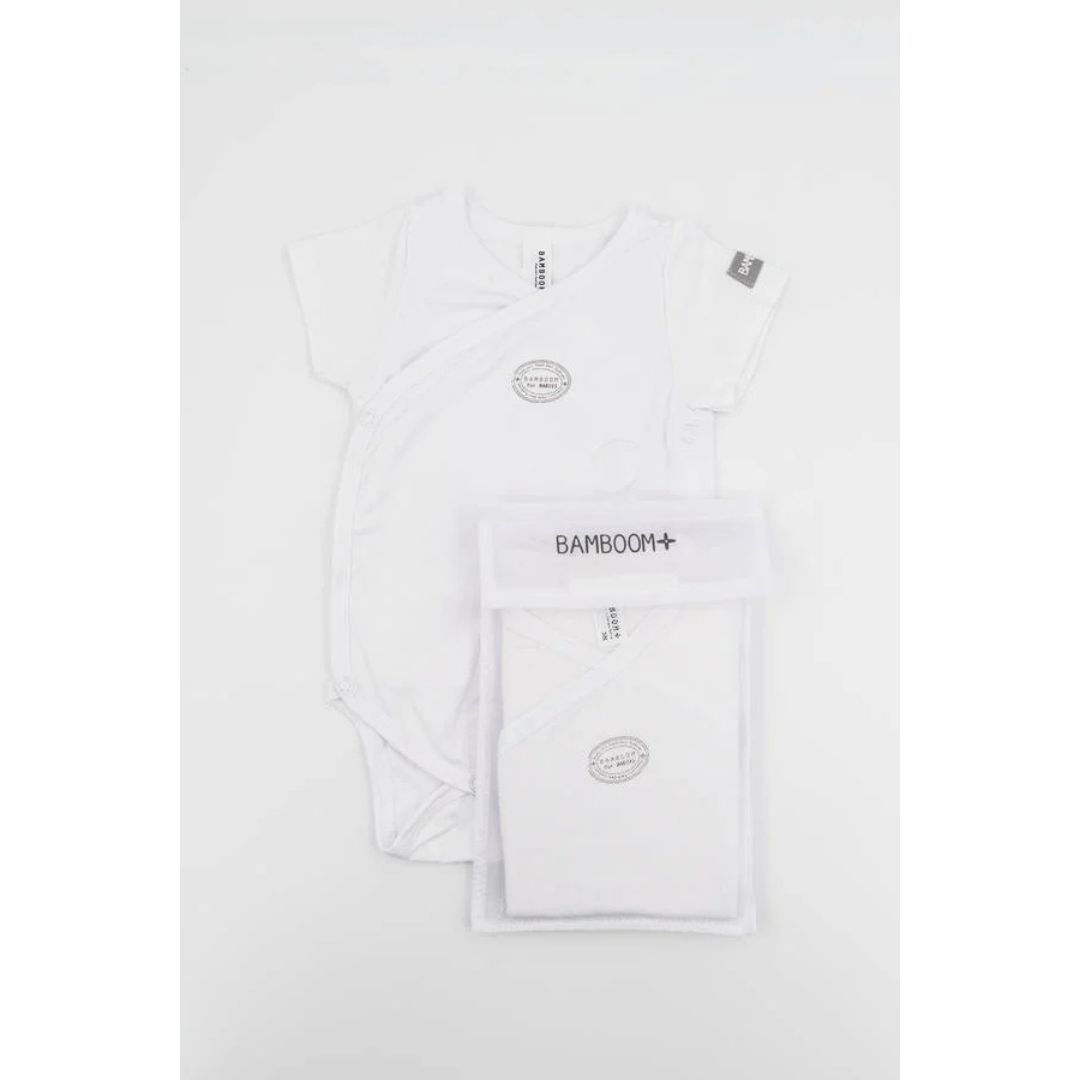Bamboom body maniche corte bianco neonato bambù