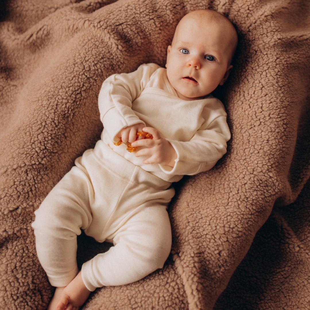 Wooly Organic leggings neonato in lana merinos e seta
