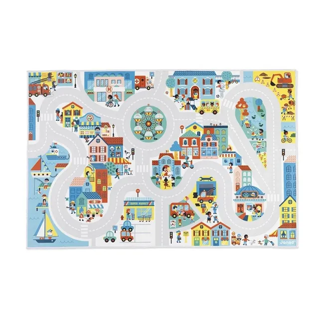 Janod Cross Roads tappeto gioco circuito città 120x78 cm