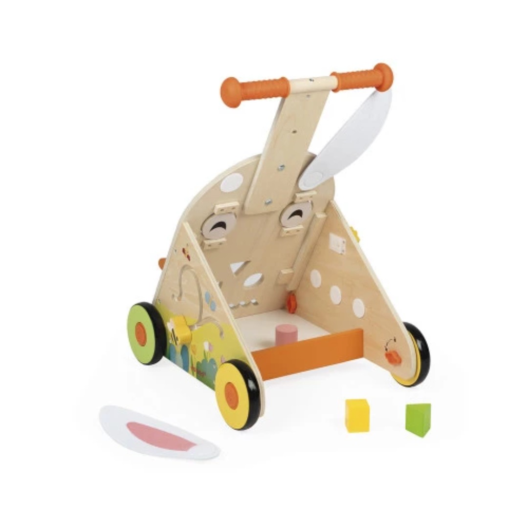 Janod Coniglio carrello multiattività legno 9 giochi