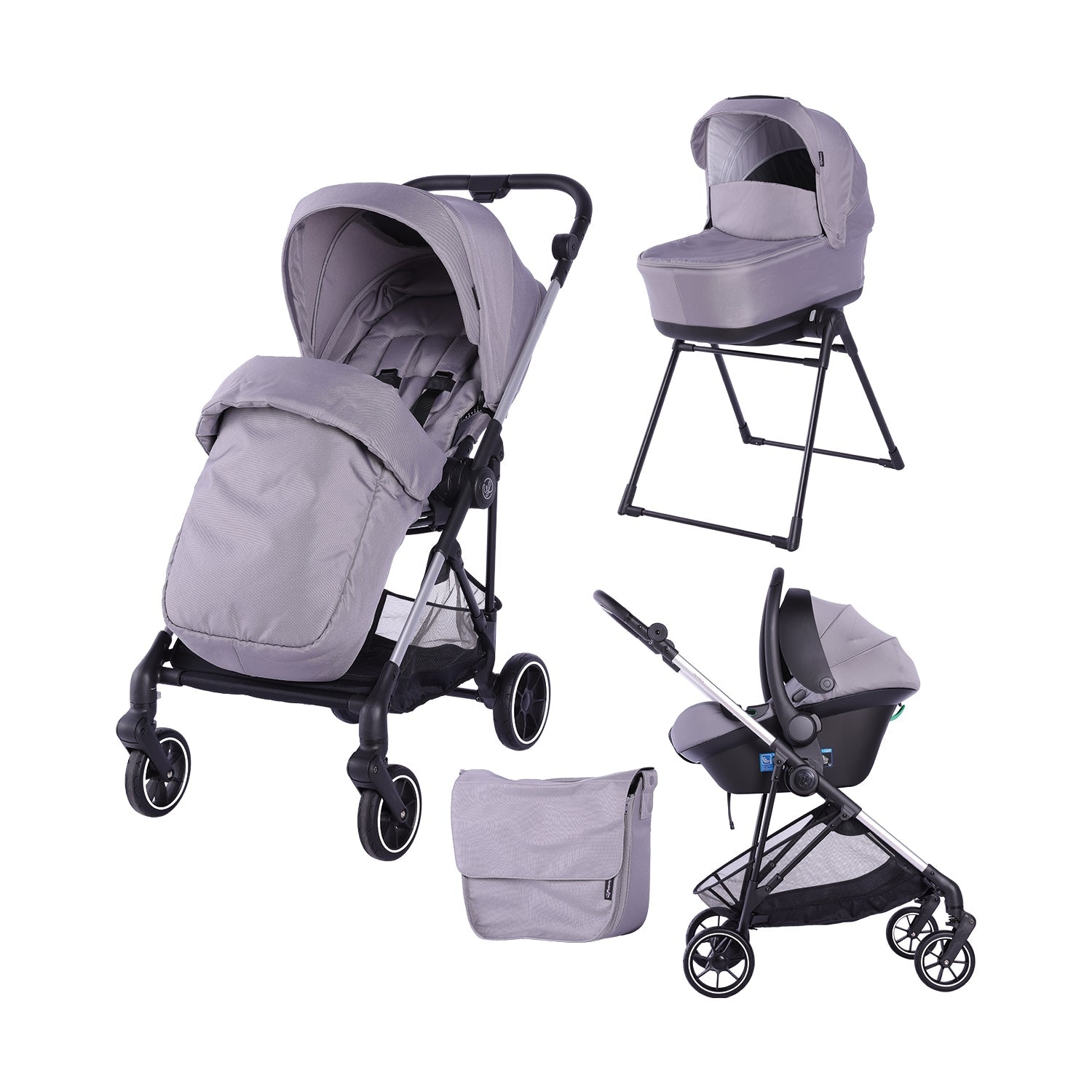 Wonderlife Hermes 4 in 1 trio passeggino Grey con navicella