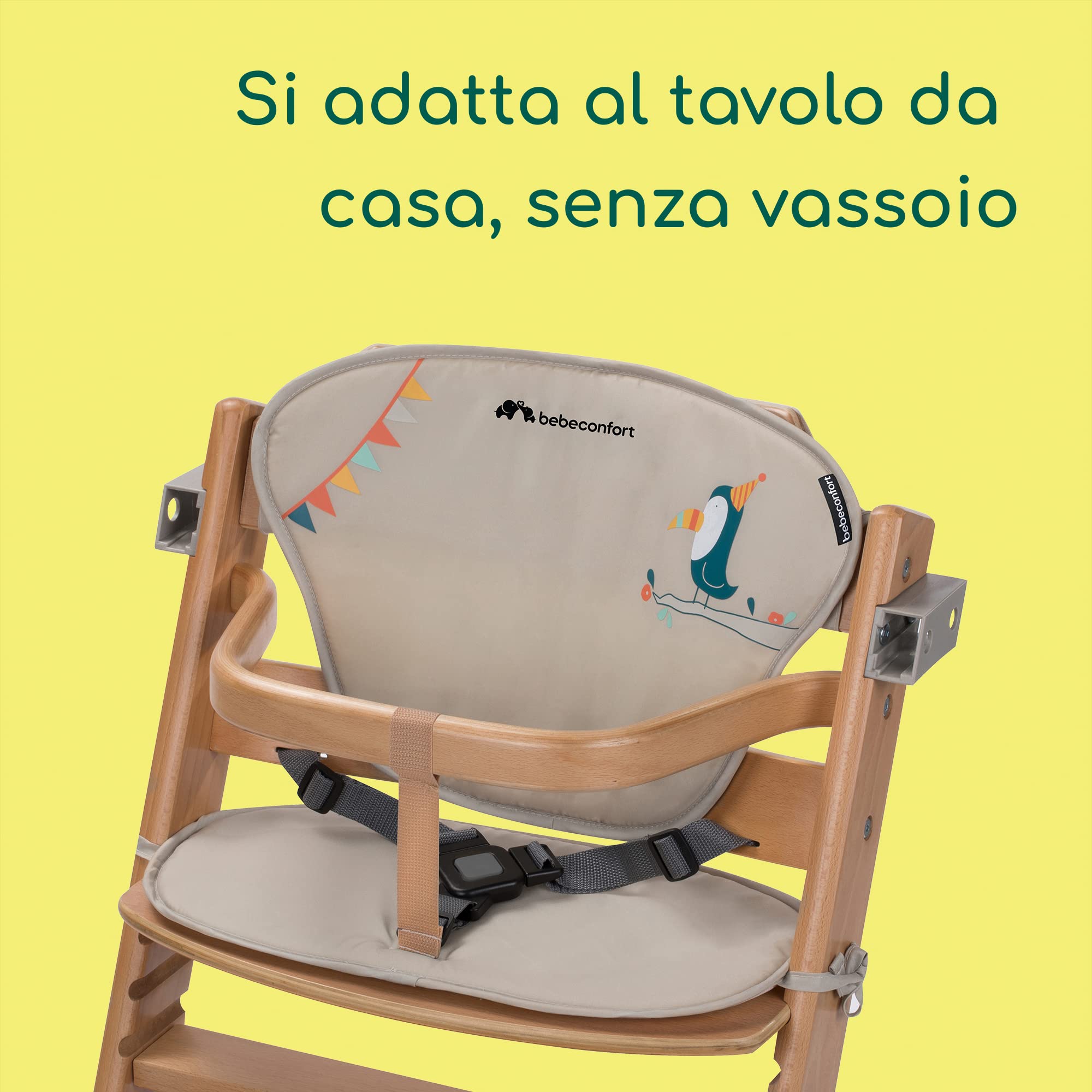 Bebé Confort Timba seggiolone legno Naturale Happy Day cuscino